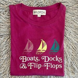 Wildfox Magenta Tee with Nautical Graphic small